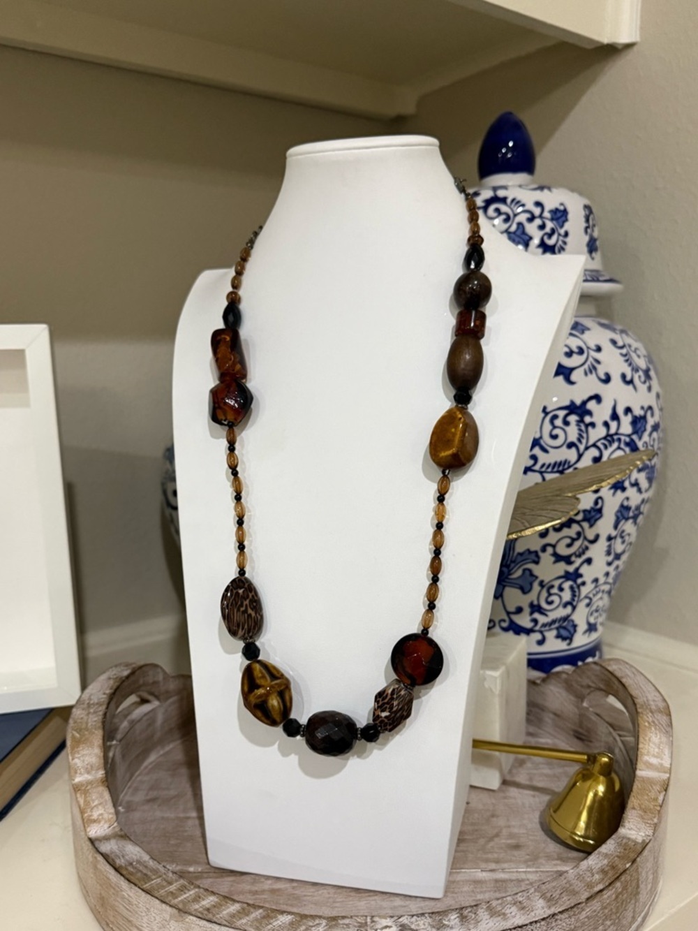 You & I Beaded Chunky Animal Print Statement Necklace Y2K Vibe Necklace